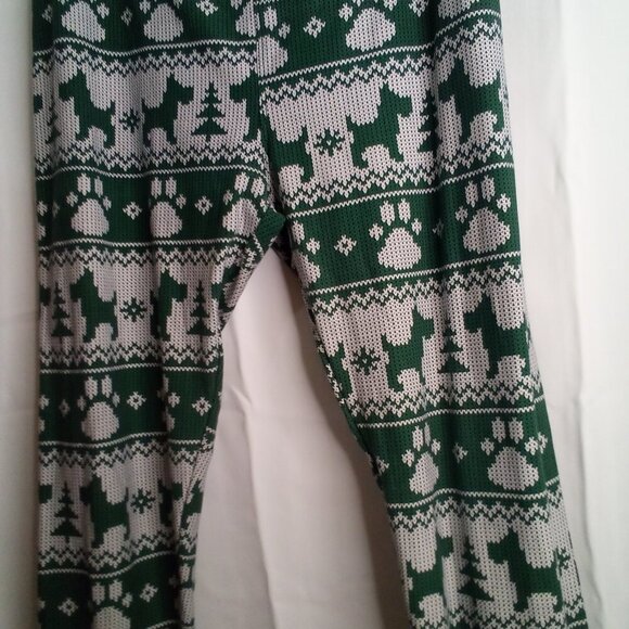 Lularoe Leggings Women Tall Curvy Plus Christmas Dogs Scottie Green White - Picture 6 of 13